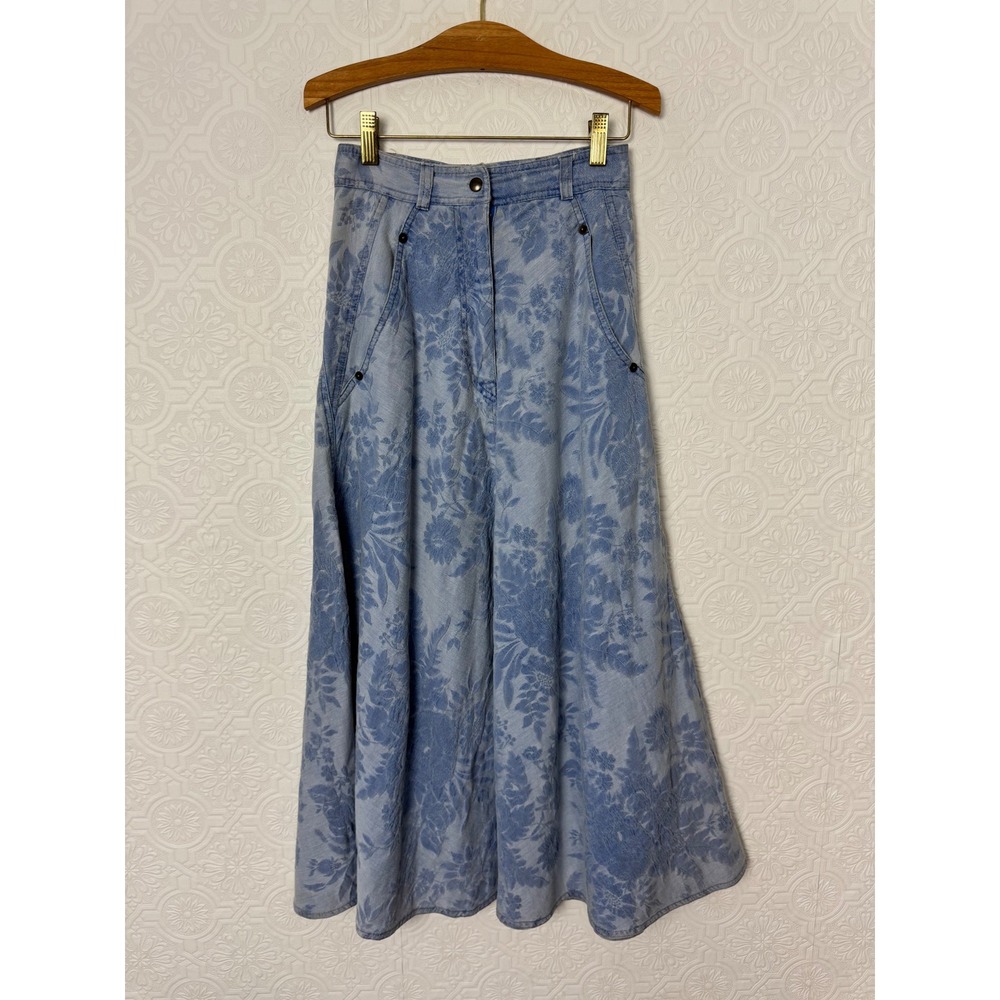 Vintage RARE Cottagecore Maria Koutsikou Italy Floral Cotton Maxi Skirt size 4
